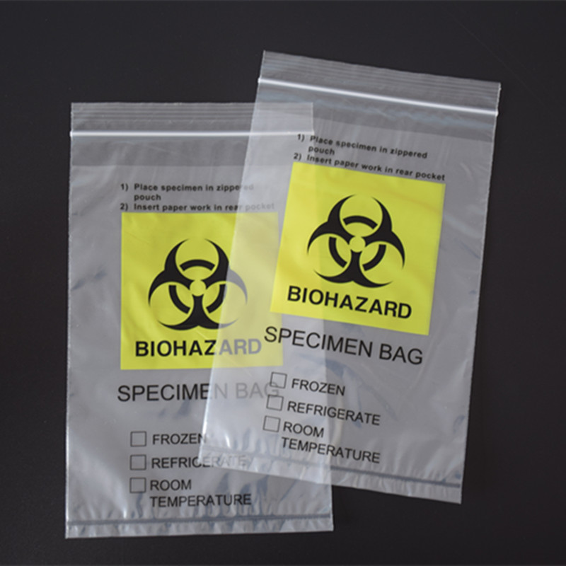 Factory medical laboratory plastic biohazard pathology specimen bags E